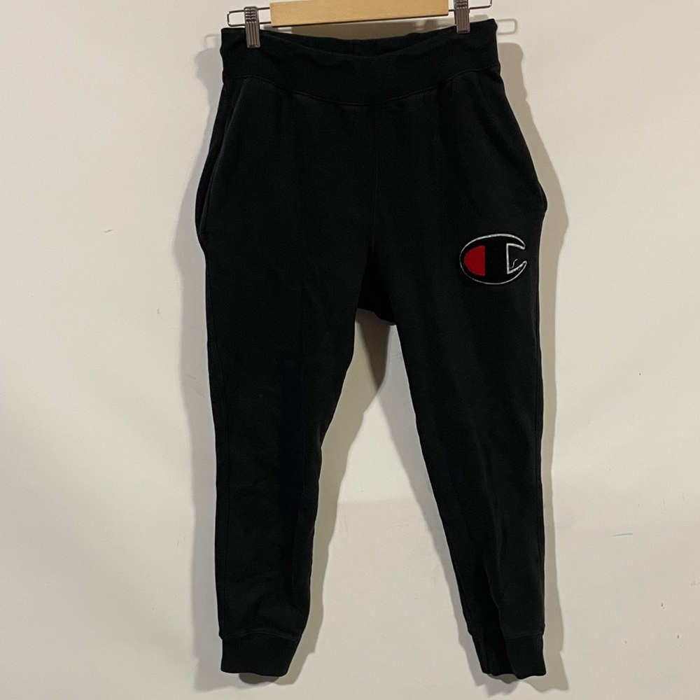 Champion Black Sweatpants with Red Logo